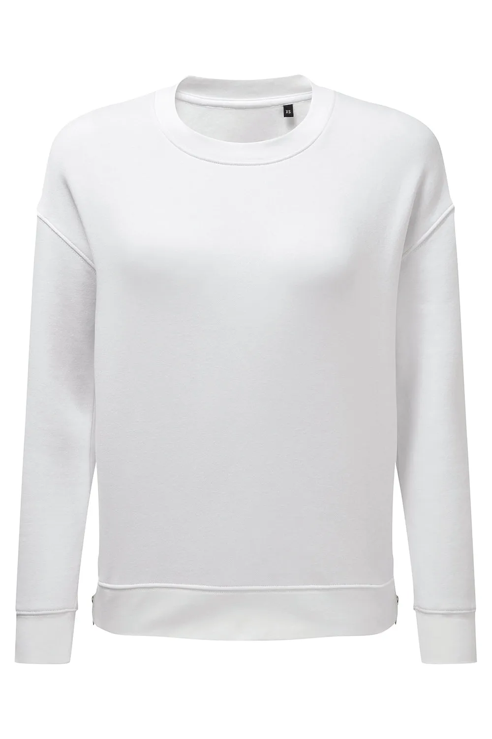 TriDri Womens Billie Side Zip Crewneck Sweatshirt - White
