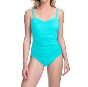 Tutti Frutti D-Cup Scoop Neck Shirred Underwire One Piece Swimsuit In Light Jade