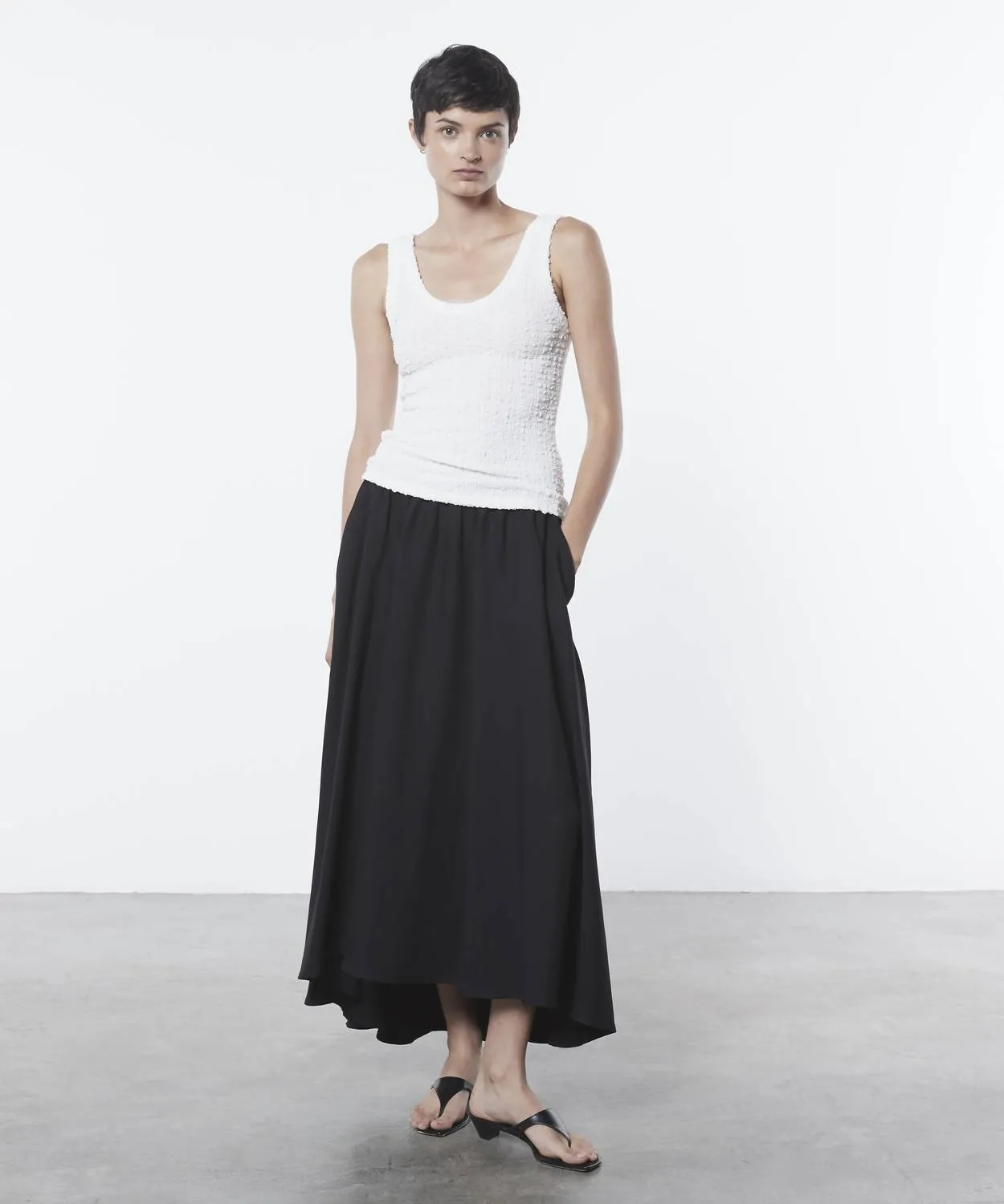 Twill Circle Skirt In Black
