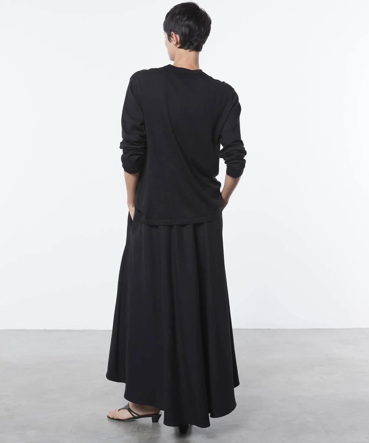 Twill Circle Skirt In Black