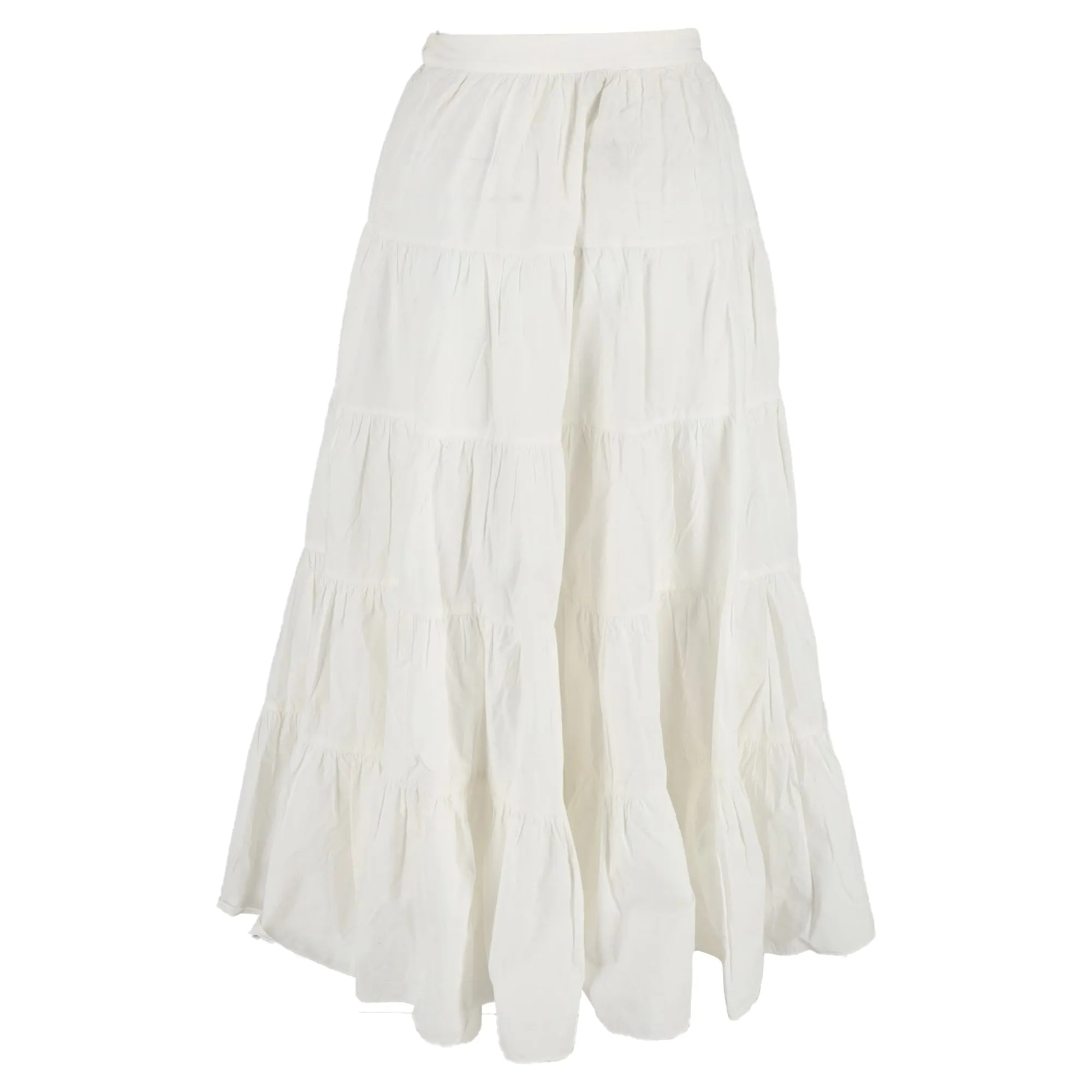 Ulla Johnson Tiered Midi Skirt in White Cotton