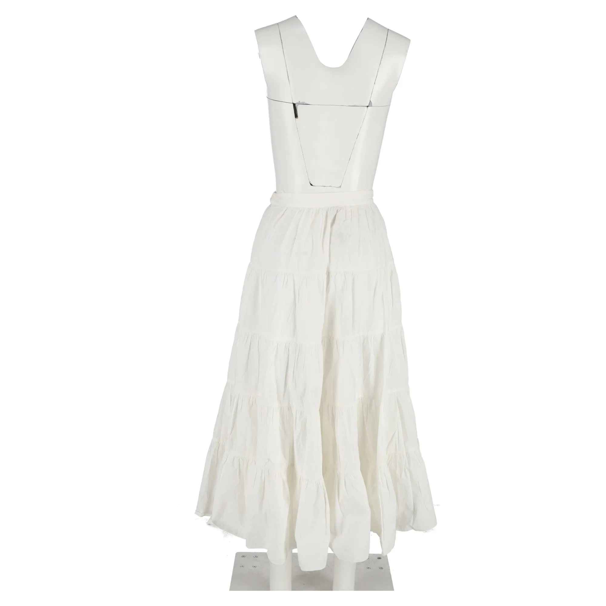 Ulla Johnson Tiered Midi Skirt in White Cotton