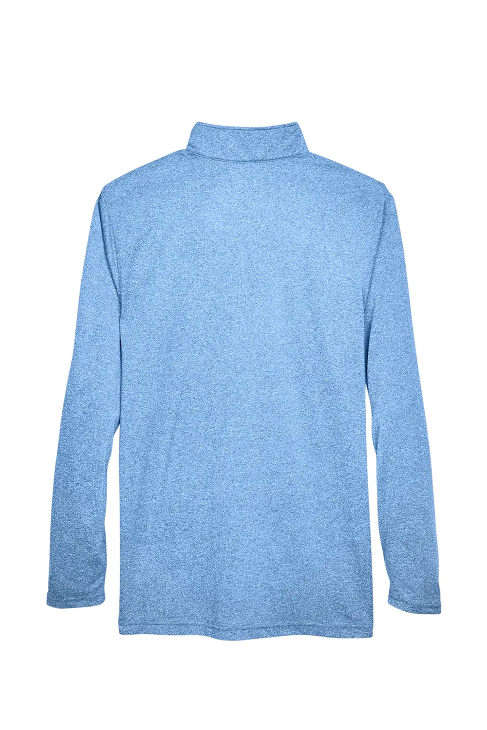UltraClub Mens Heather Cool & Dry Performance Moisture Wicking 1/4 Zip Sweatshirt - Heather Columbia Blue