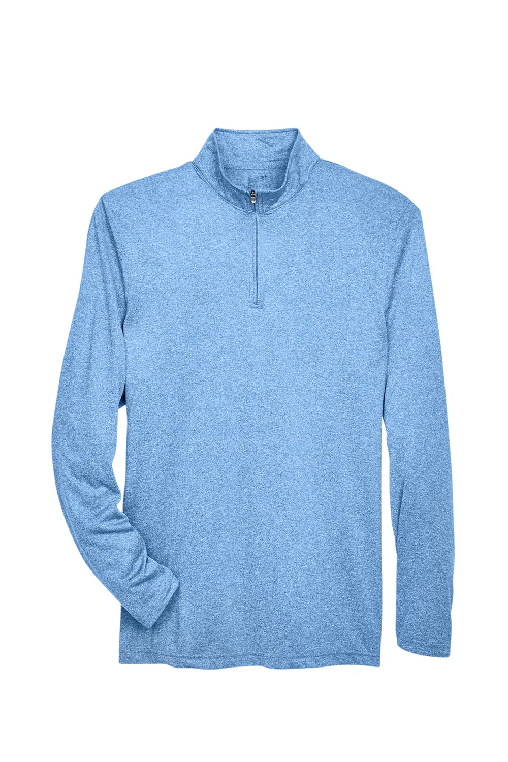 UltraClub Mens Heather Cool & Dry Performance Moisture Wicking 1/4 Zip Sweatshirt - Heather Columbia Blue
