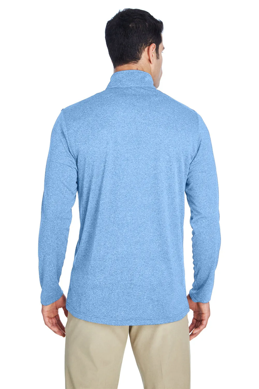 UltraClub Mens Heather Cool & Dry Performance Moisture Wicking 1/4 Zip Sweatshirt - Heather Columbia Blue