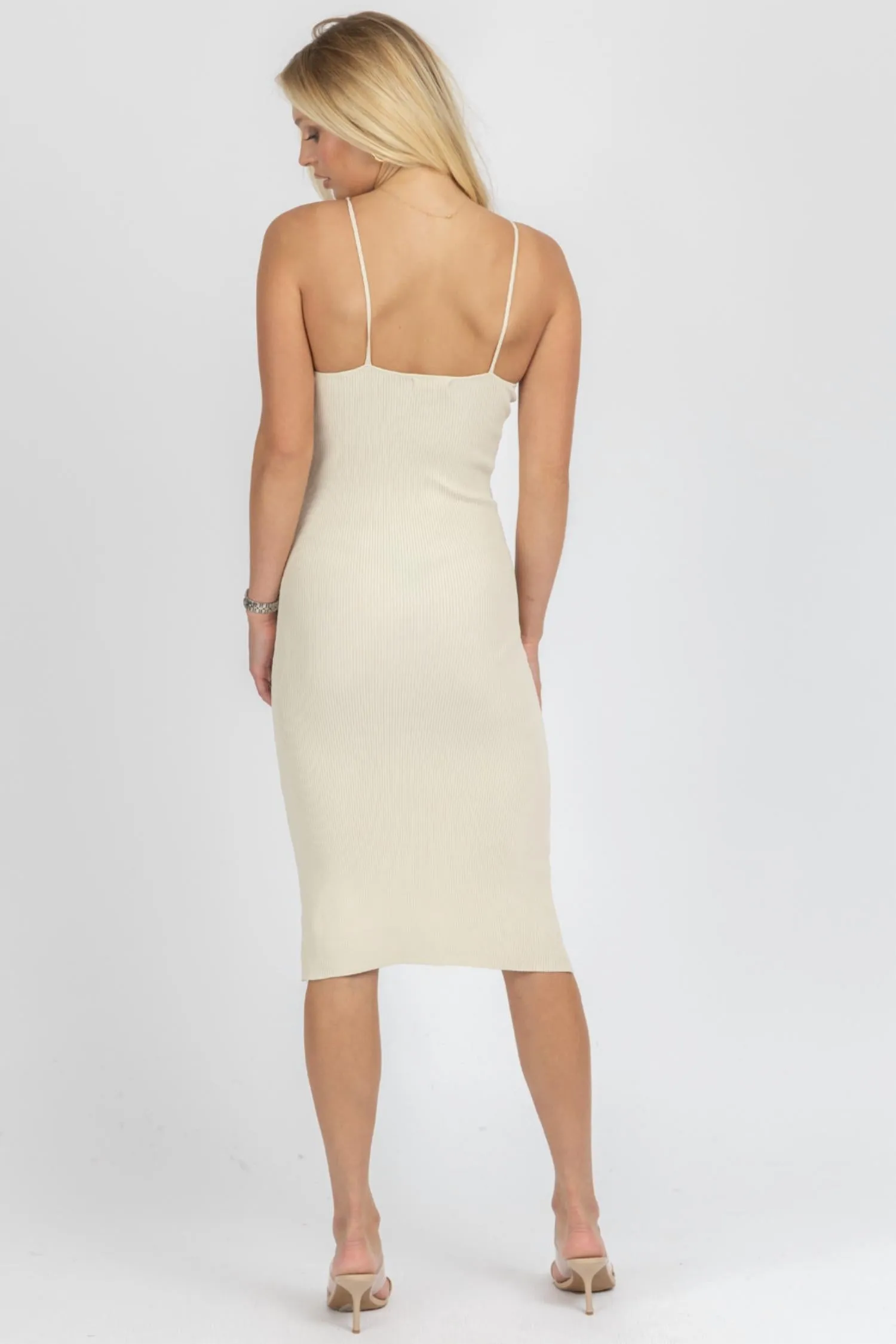 Underwire Knit Midi Dress In Natural