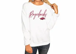 University Of Arkansas Long Sleeve Sweatshirt In White