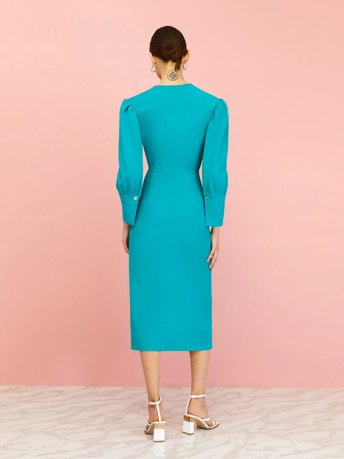 V-Neck Pencil Dress
