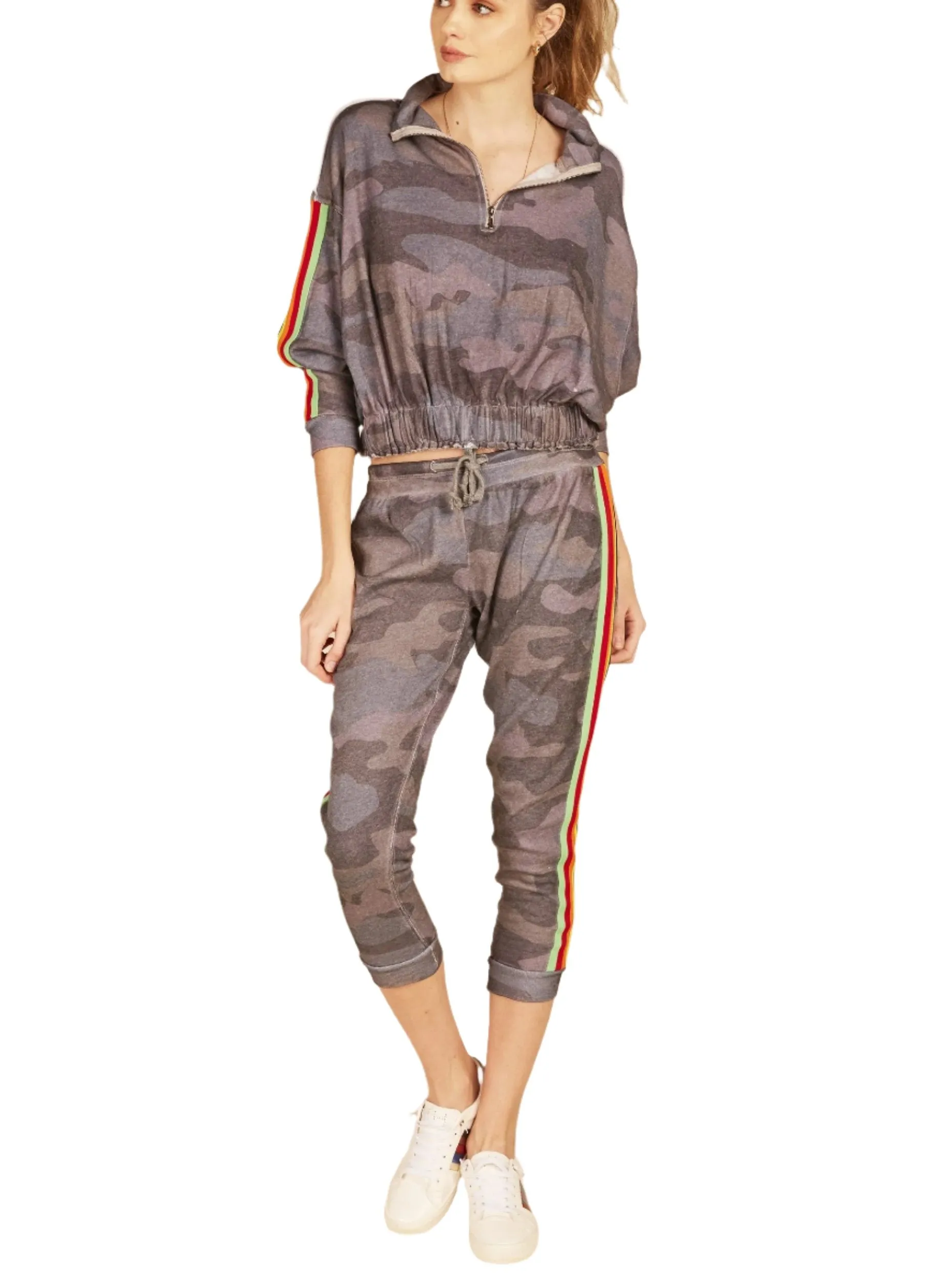 Vintage Havana Camo Zip Front Sweatshirt B7565