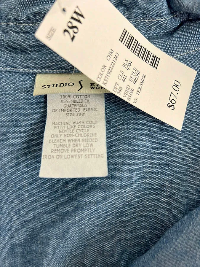 Vintage Studio Ease Size 28W Chambray Dress DEADSTOCK
