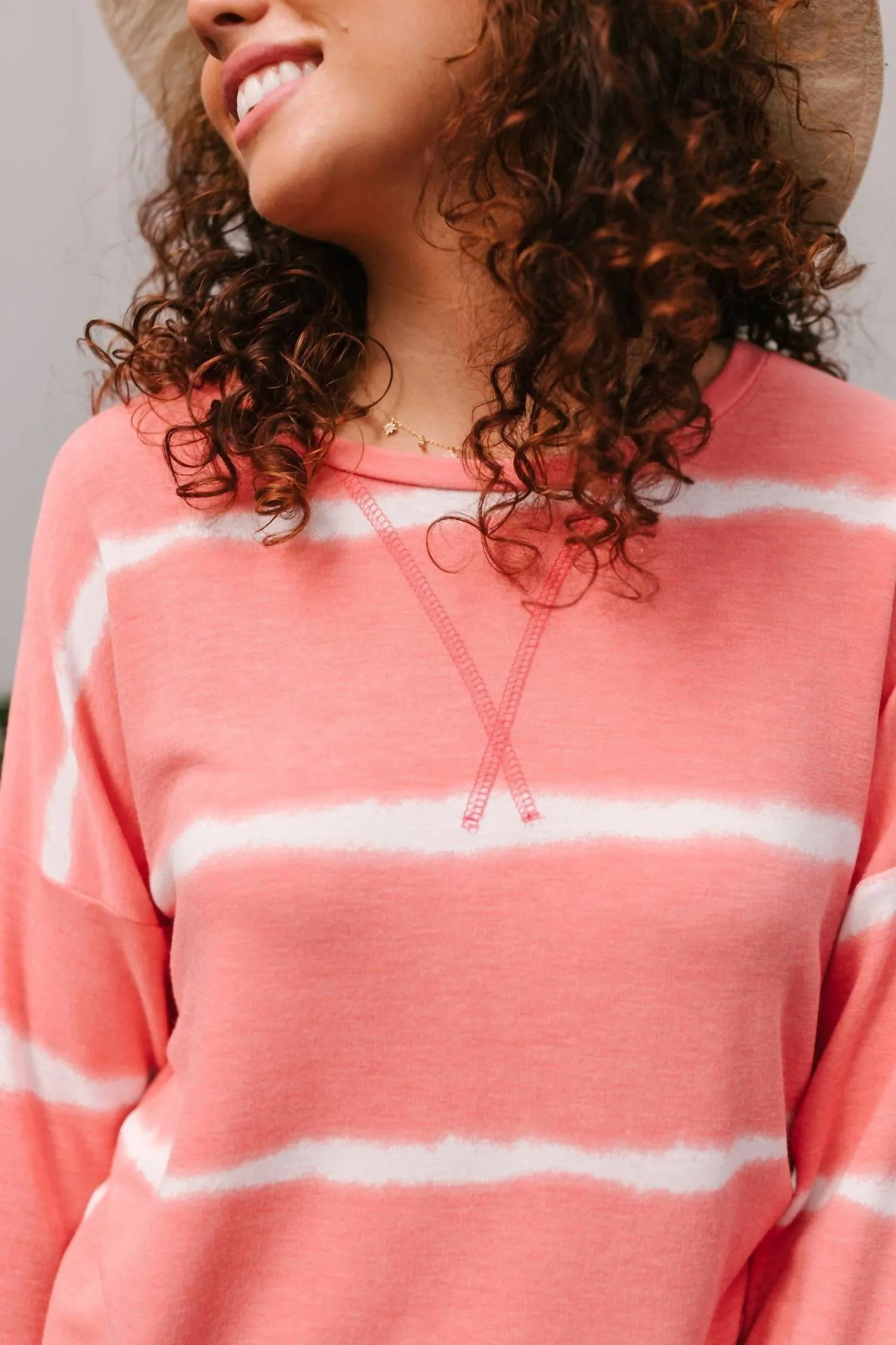 Wave Of Stripes Top In Coral