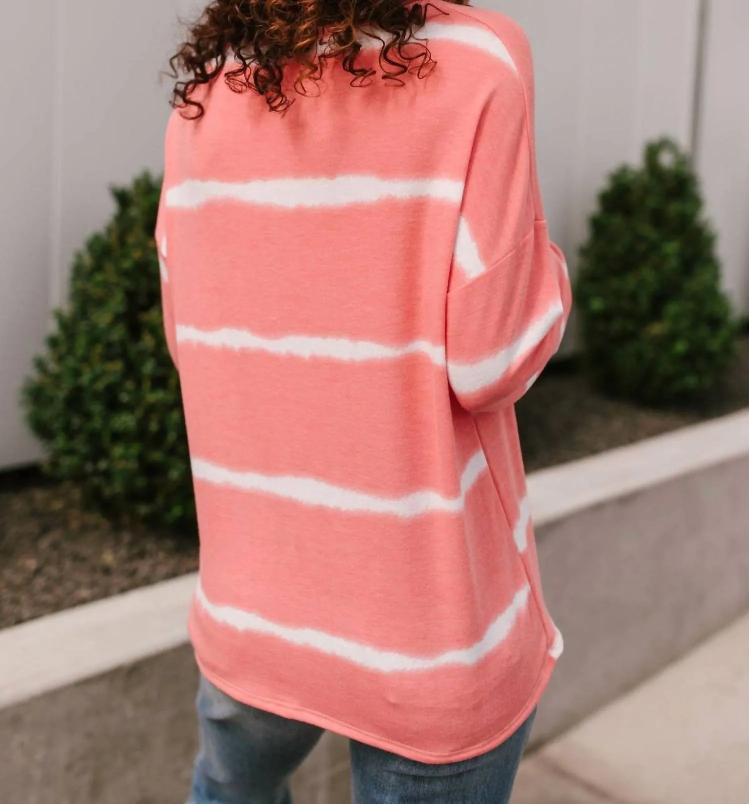 Wave Of Stripes Top In Coral