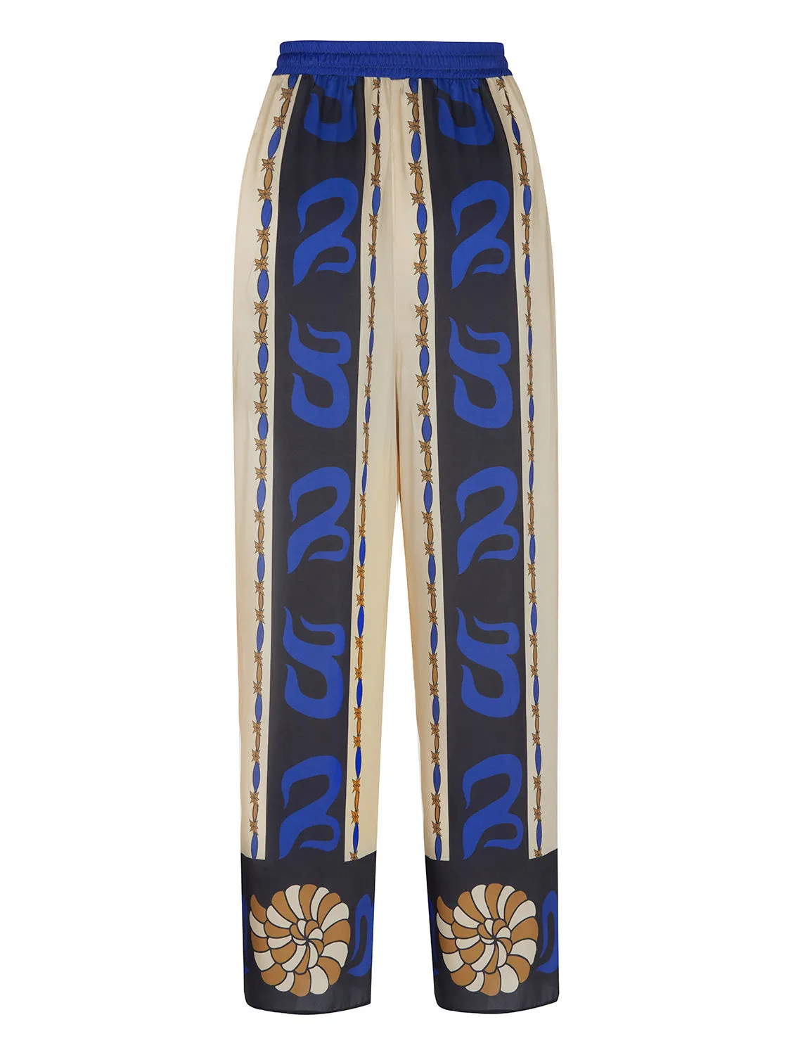 Wide-Leg Printed Satin Pants