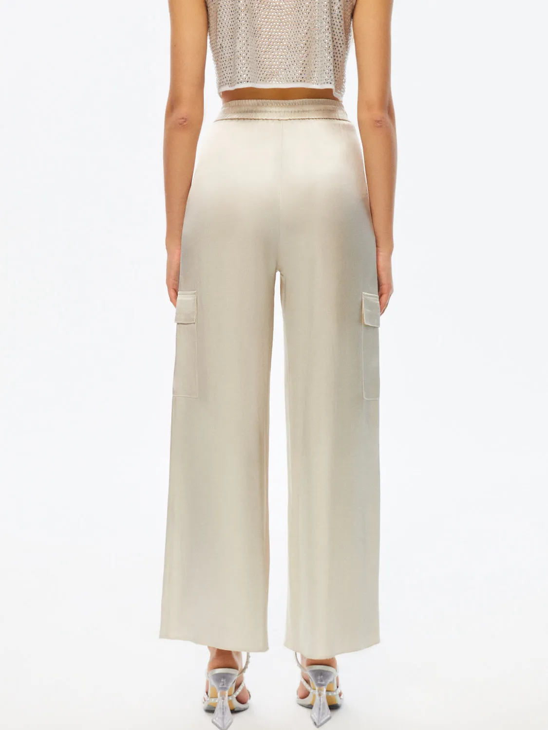 Wide-Leg Satin Pants