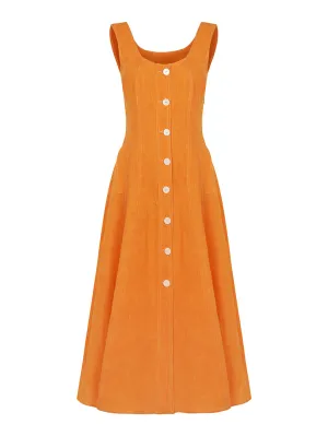 Wide Strap Linen Dress
