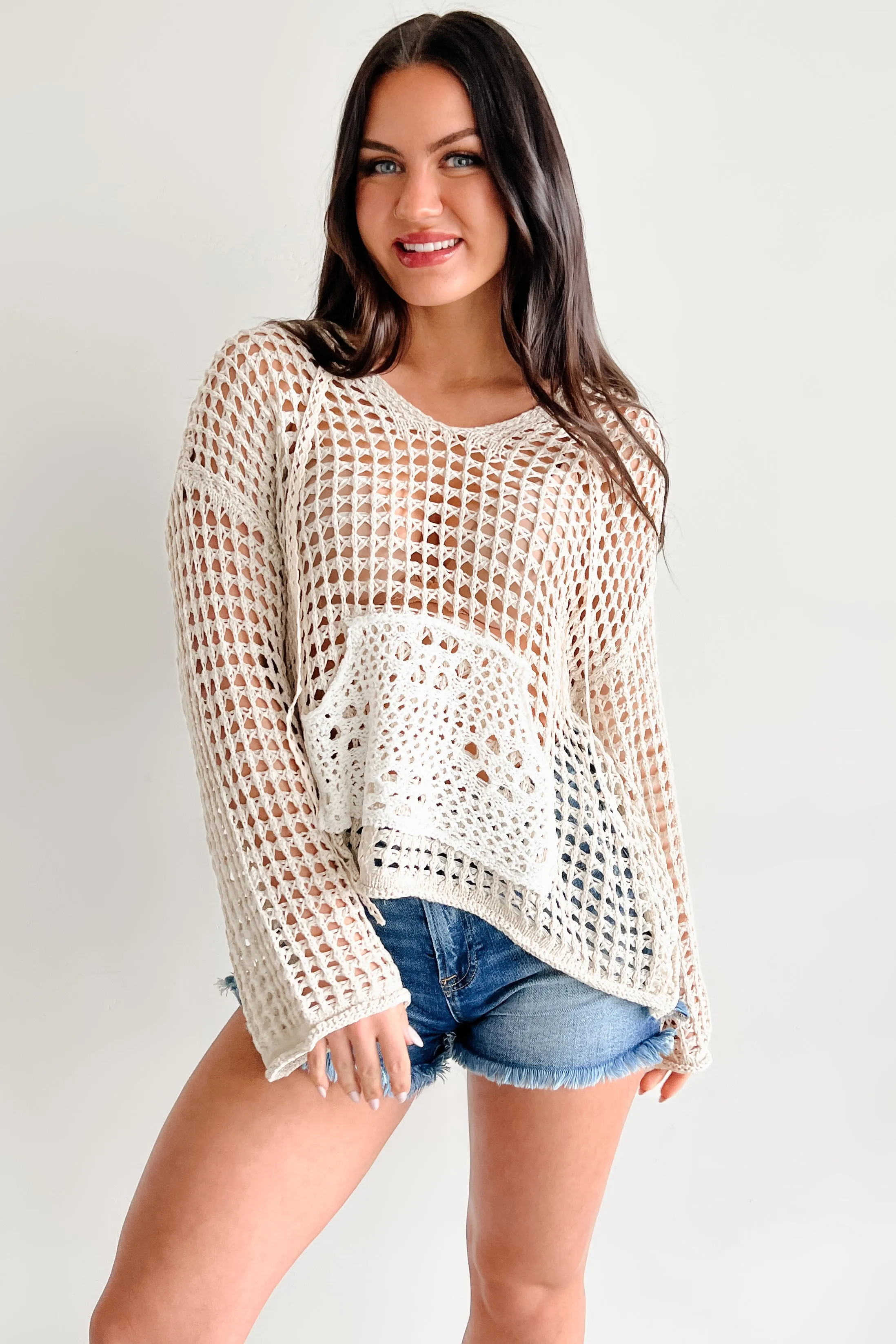 Wild & Free POL Crochet Hoodie (Natural)