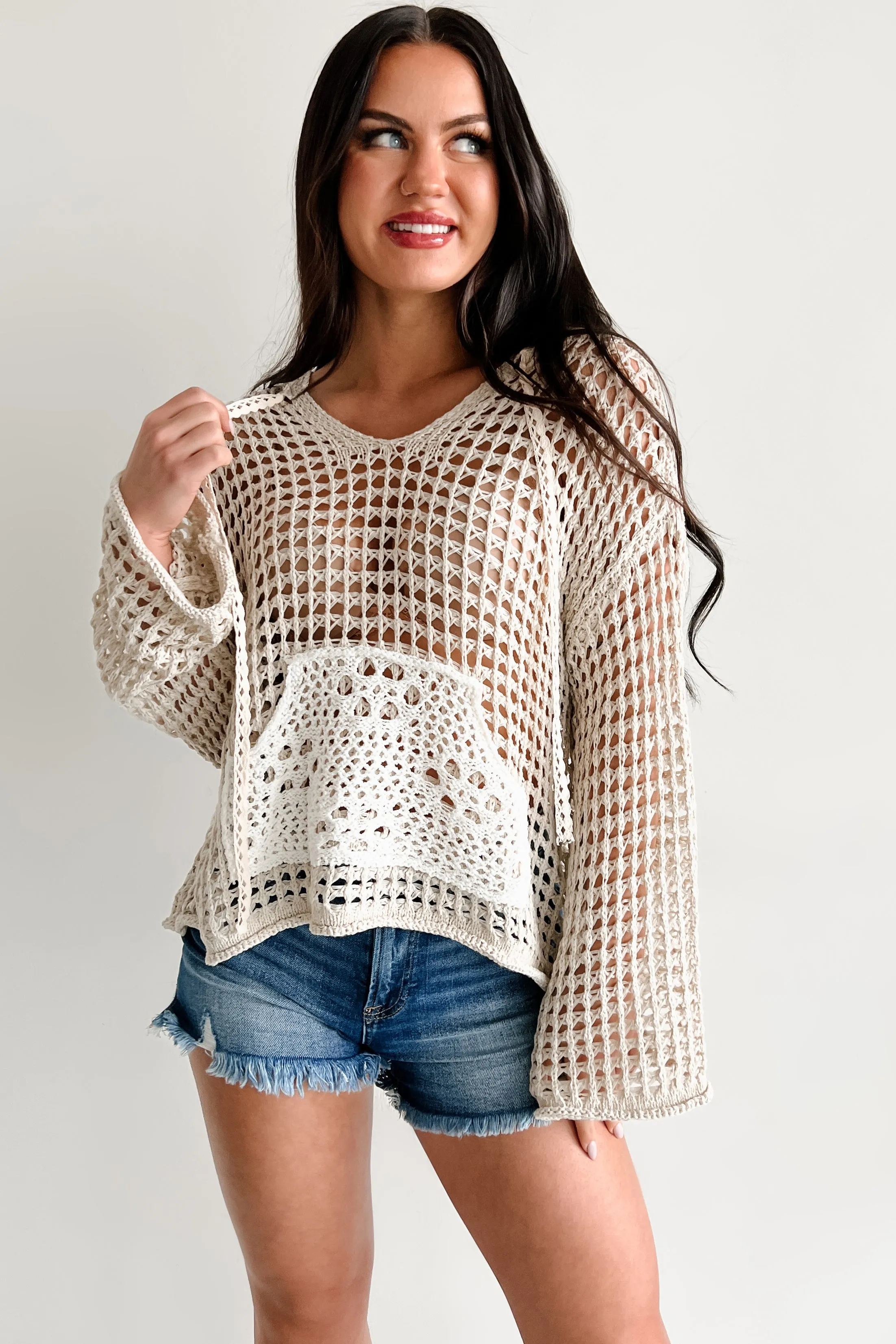 Wild & Free POL Crochet Hoodie (Natural)