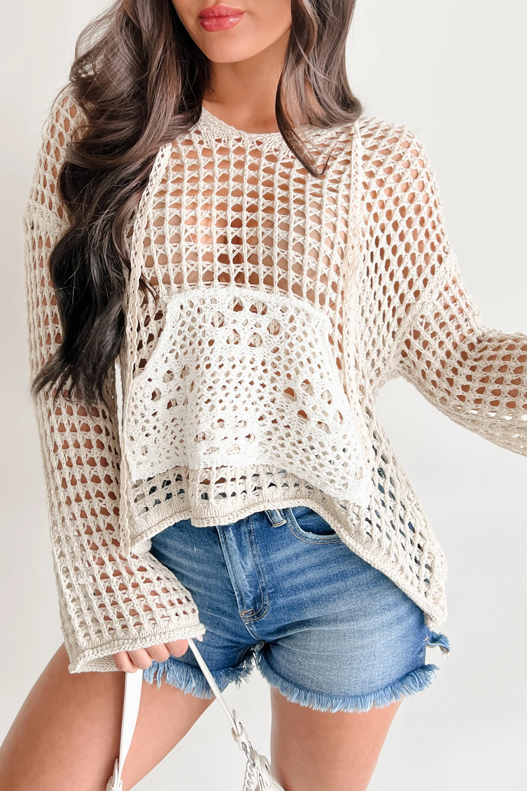 Wild & Free POL Crochet Hoodie (Natural)