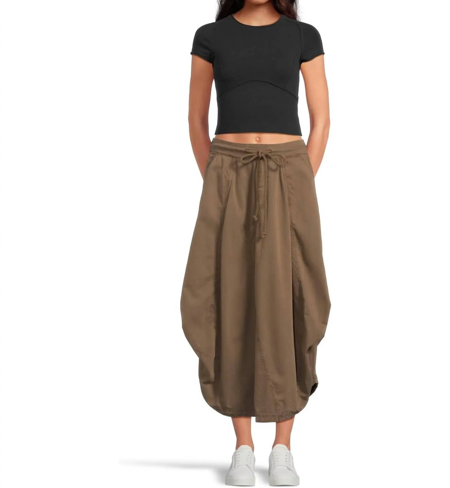 Willow Poplin Midi Skirt In Chocolate