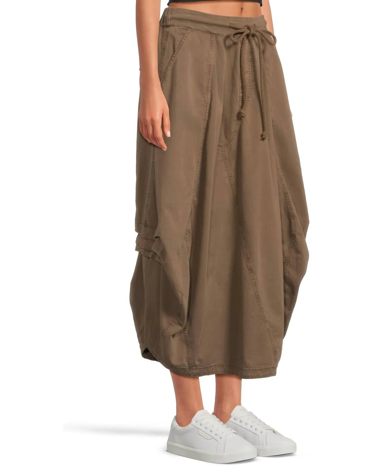 Willow Poplin Midi Skirt In Chocolate