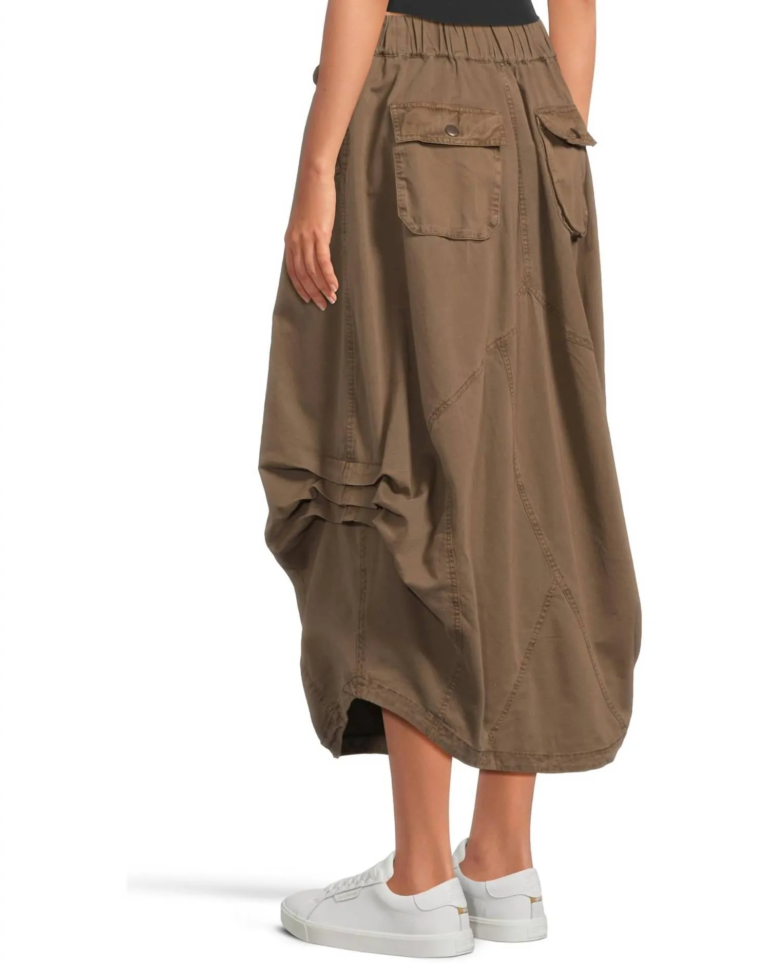 Willow Poplin Midi Skirt In Chocolate