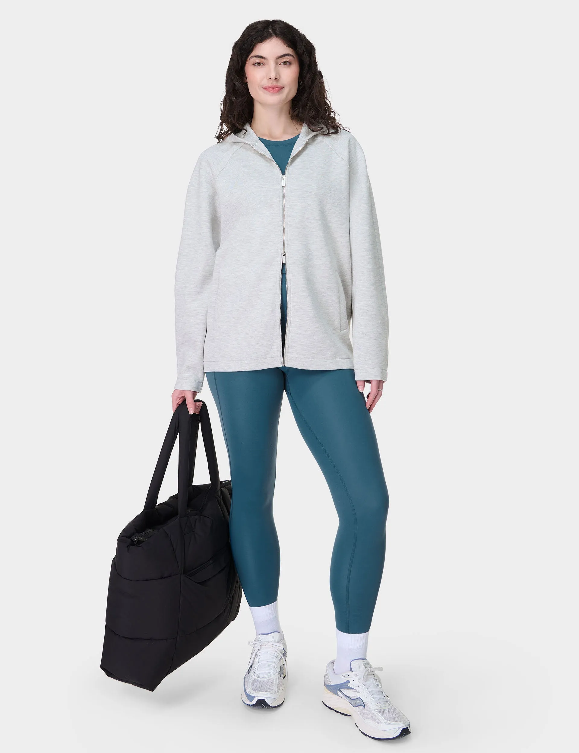 Wind Down Zip Up Hoody - Ice Grey Marl