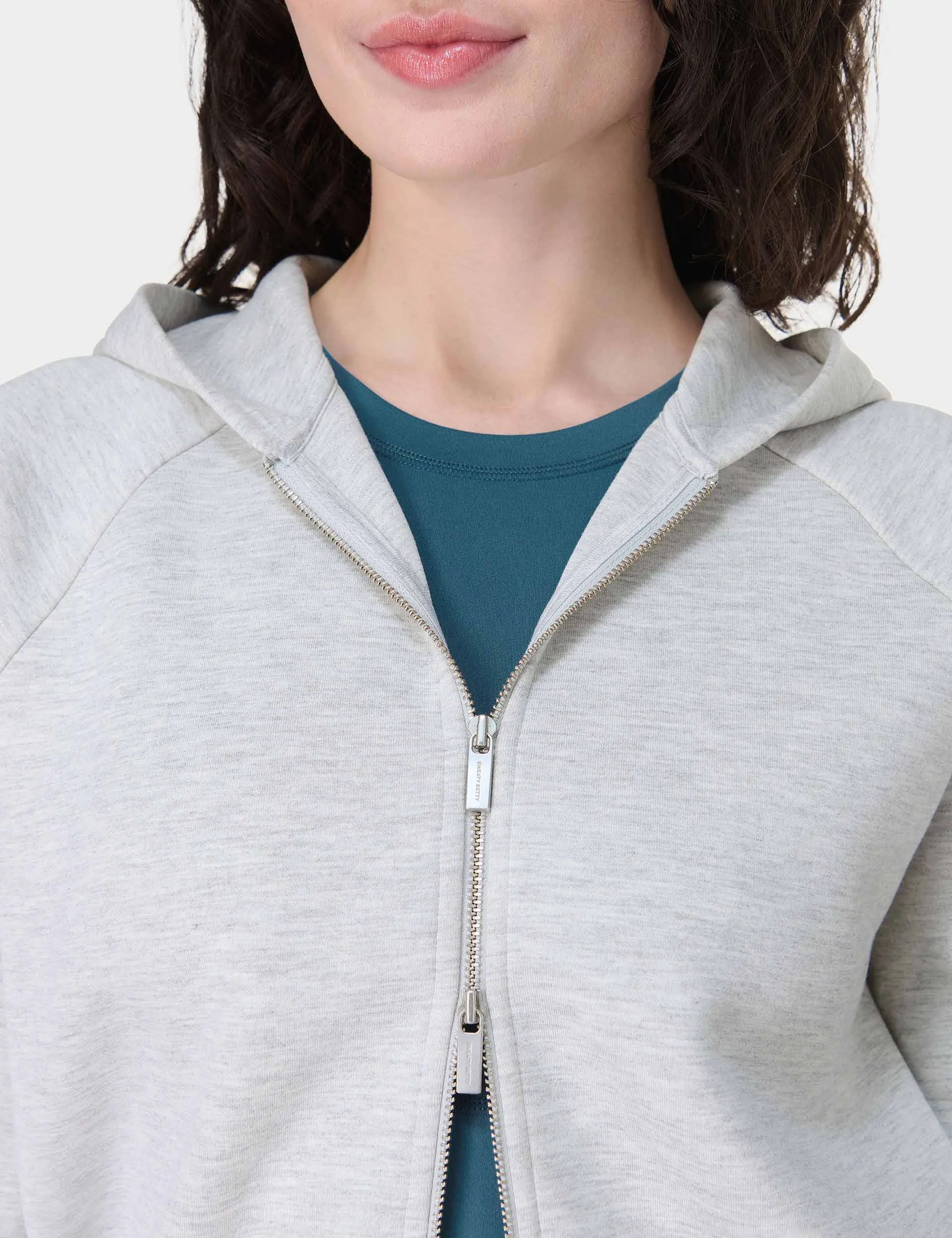Wind Down Zip Up Hoody - Ice Grey Marl