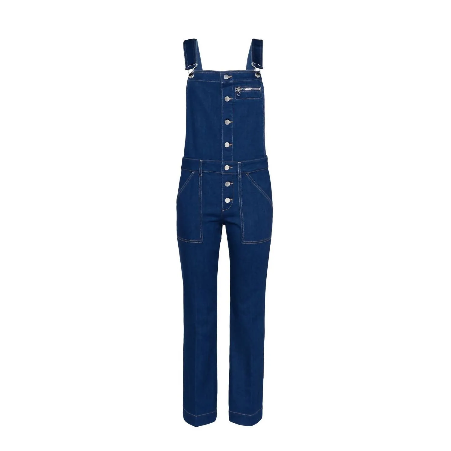 Women Kick Flare Overalls In Blue