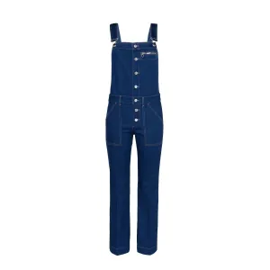 Women Kick Flare Overalls In Blue