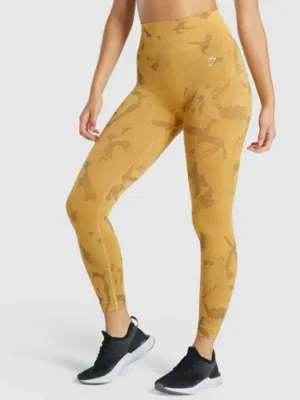 Women's Camo Printed Legging,Mustard