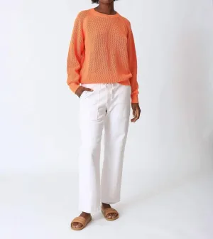 Women's Chloe Open Knit Long Sleeve Sweater In Tangerine Orange
