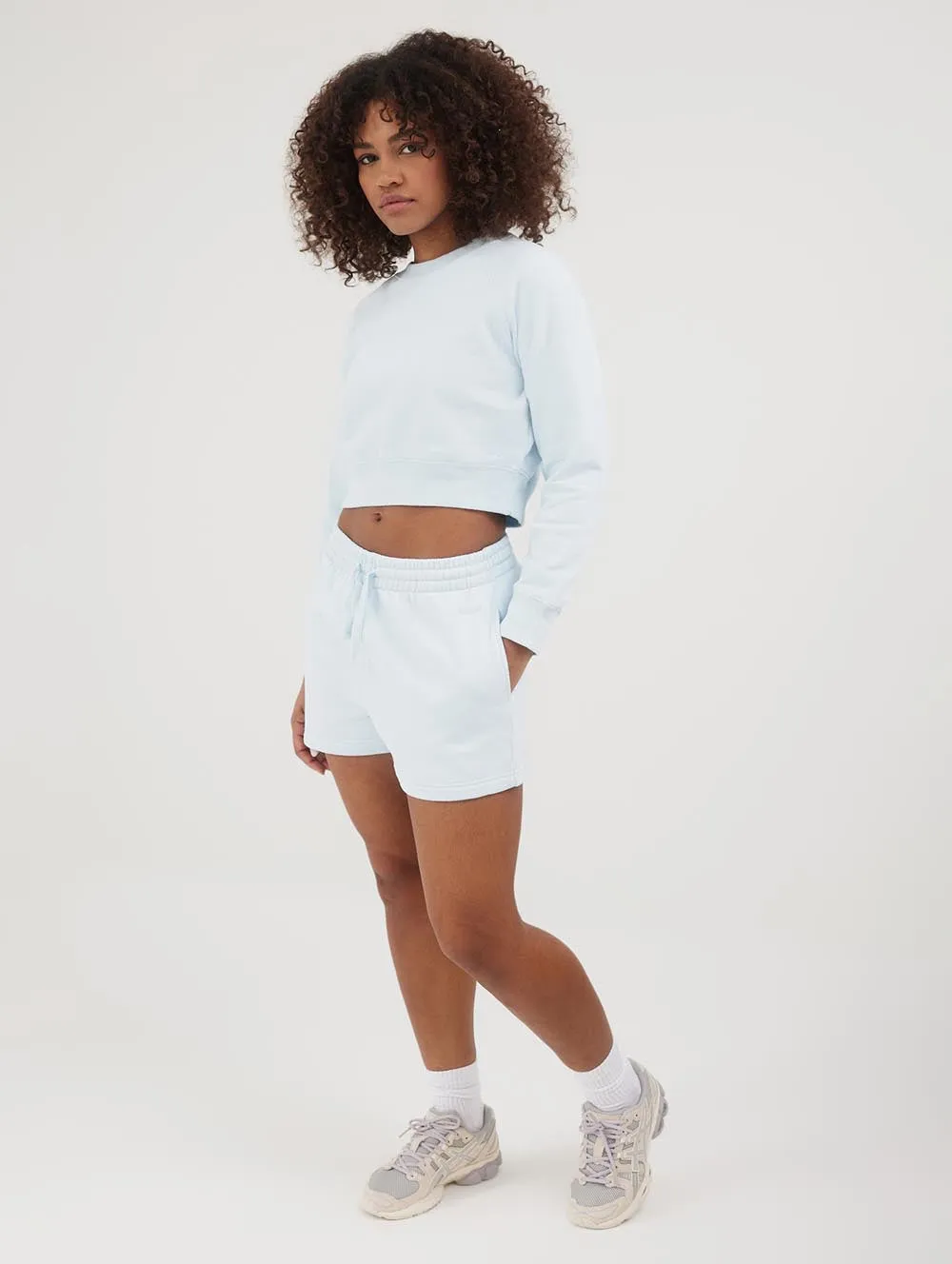 Womens Crown Eco-Fleece Cropped Crew Neck Sweatshirt