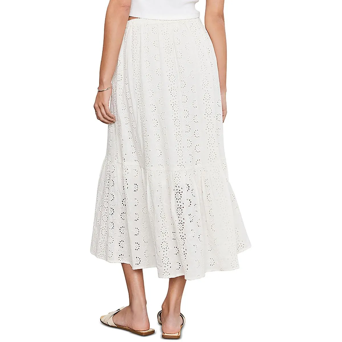 Womens Eyelet Long Maxi Skirt