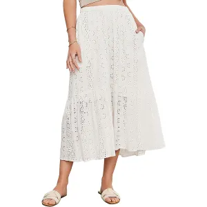 Womens Eyelet Long Maxi Skirt