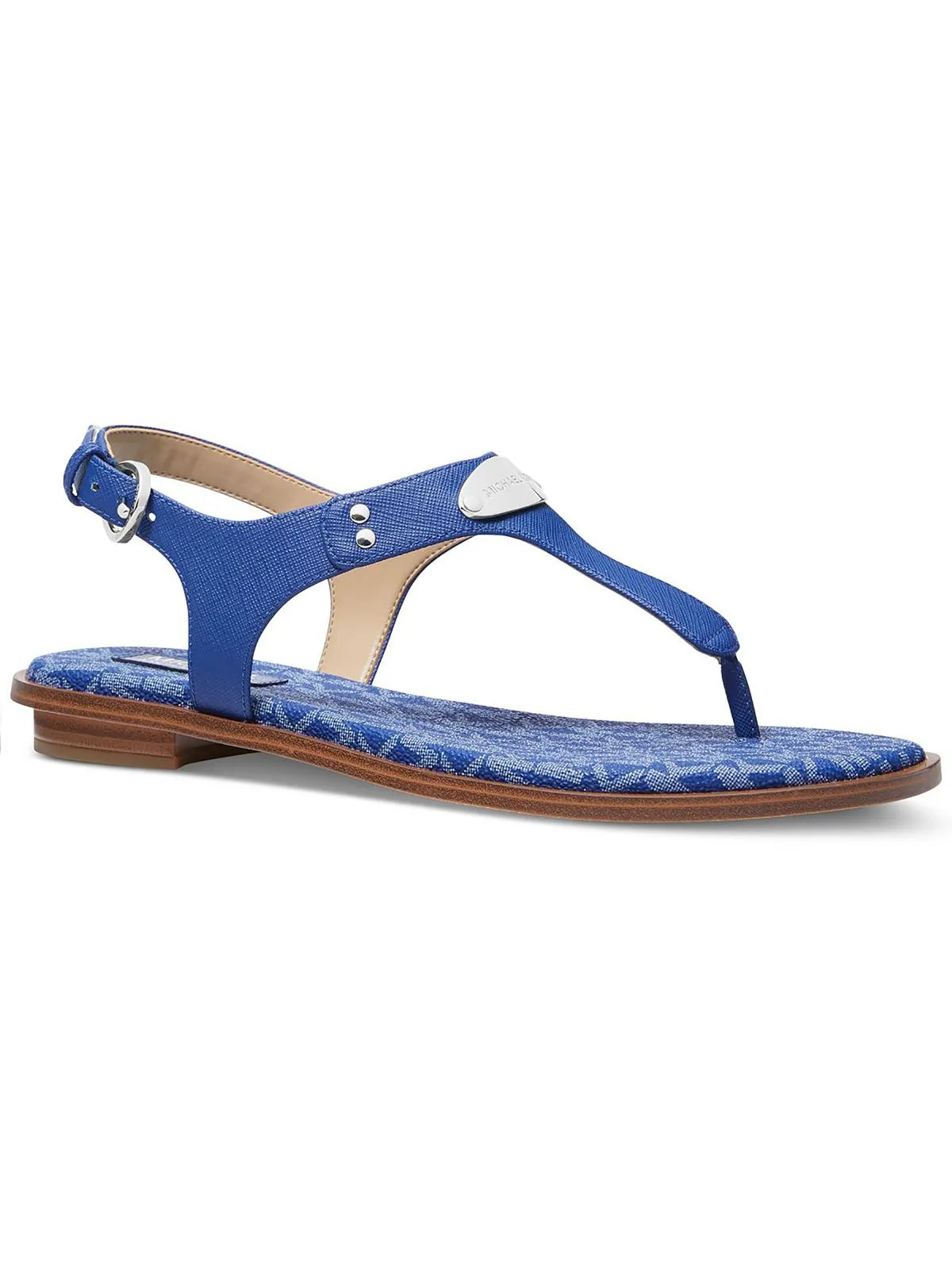 Womens Faux Leather Embellished Slingback Sandals