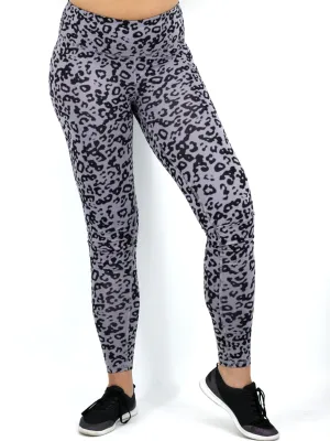 Women's Leopard Printed Legging,Grey