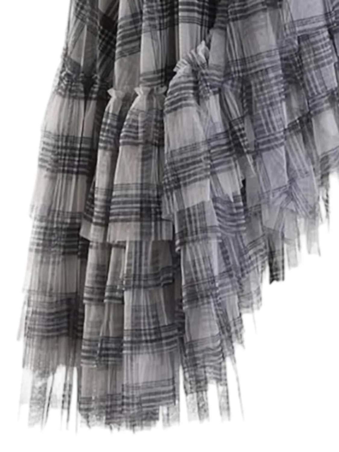 Women's Plaid Tulle Skirt In Grey