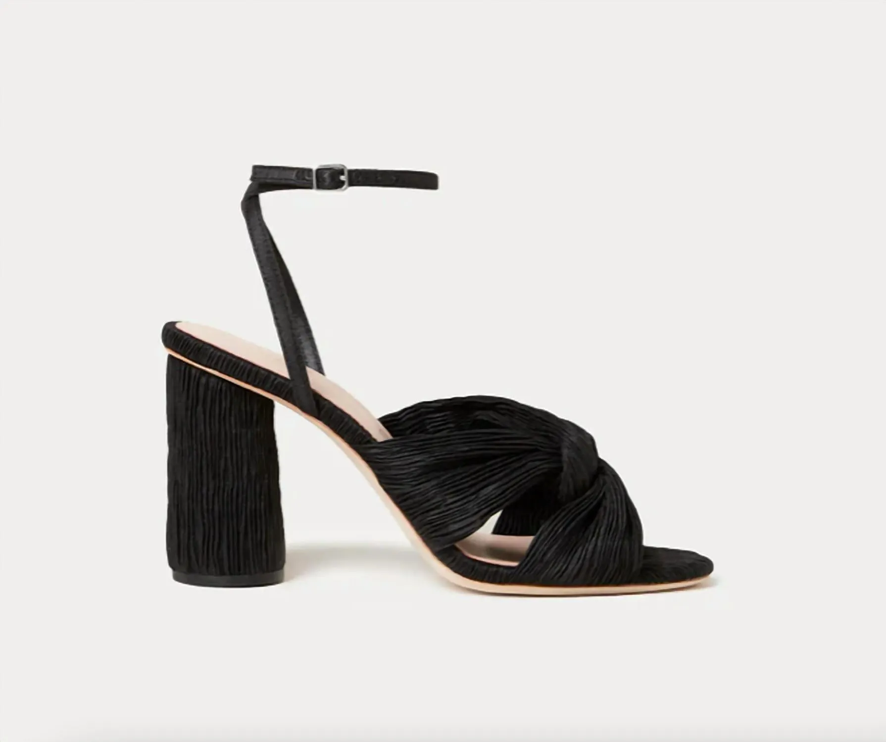 Women's Reed Pleated Twist Heeled Sandal In Black