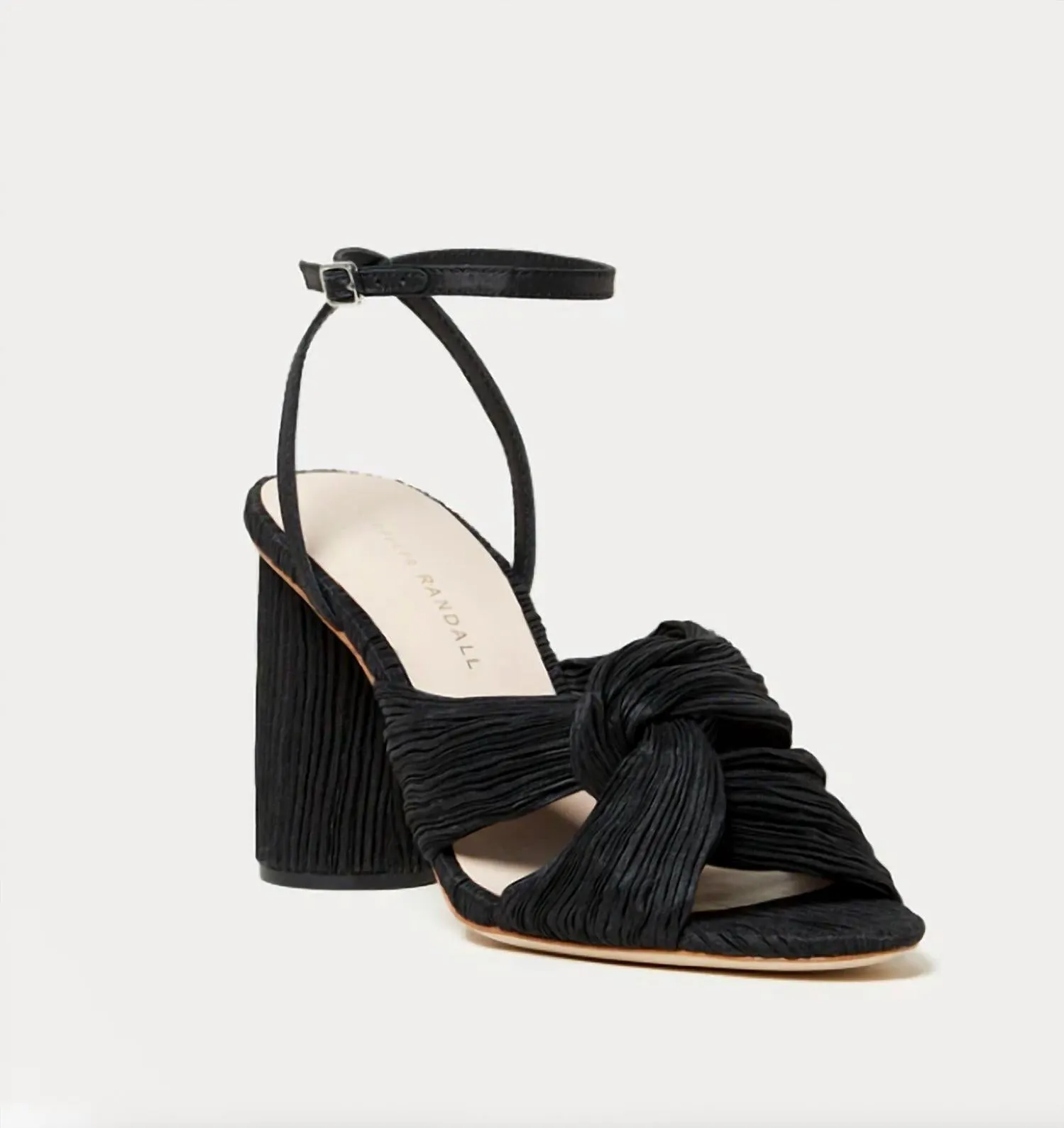 Women's Reed Pleated Twist Heeled Sandal In Black