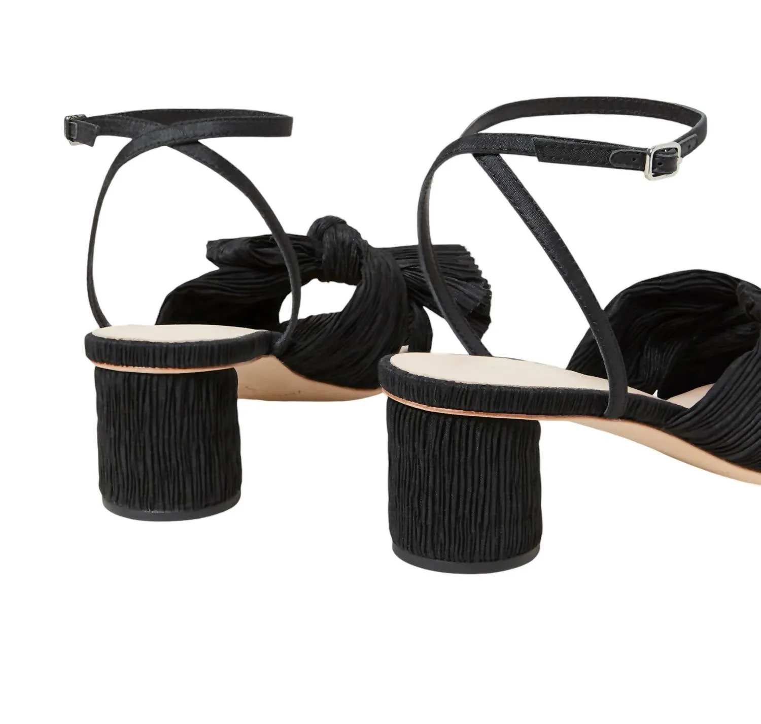 Women's Reed Pleated Twist Heeled Sandal In Black