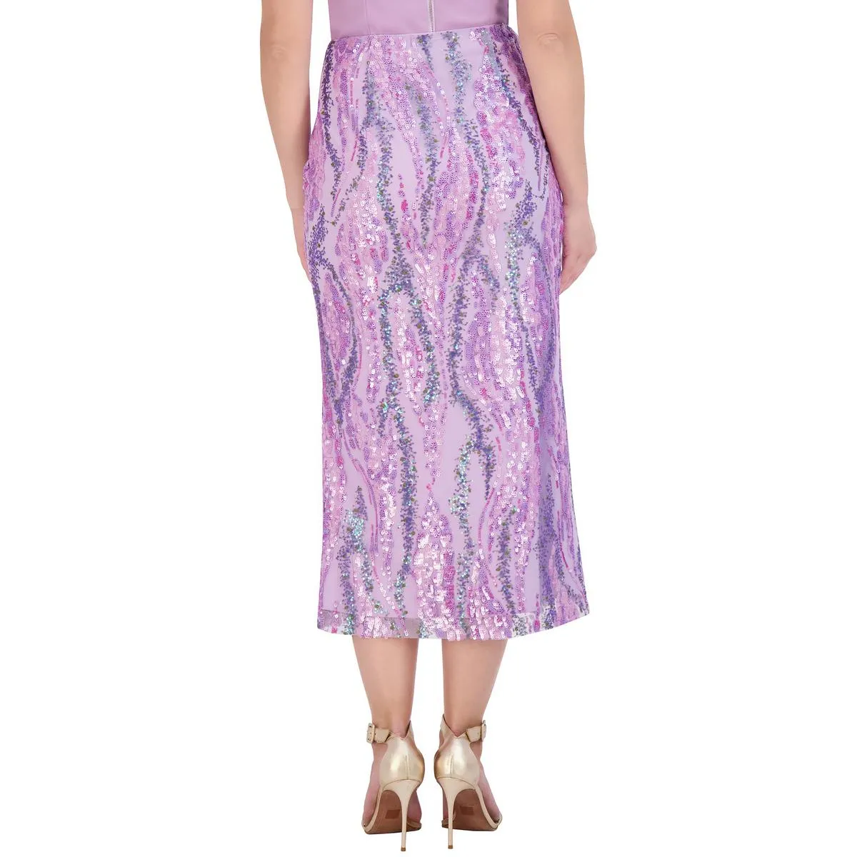 Womens Sequined Mid Calf Maxi Skirt
