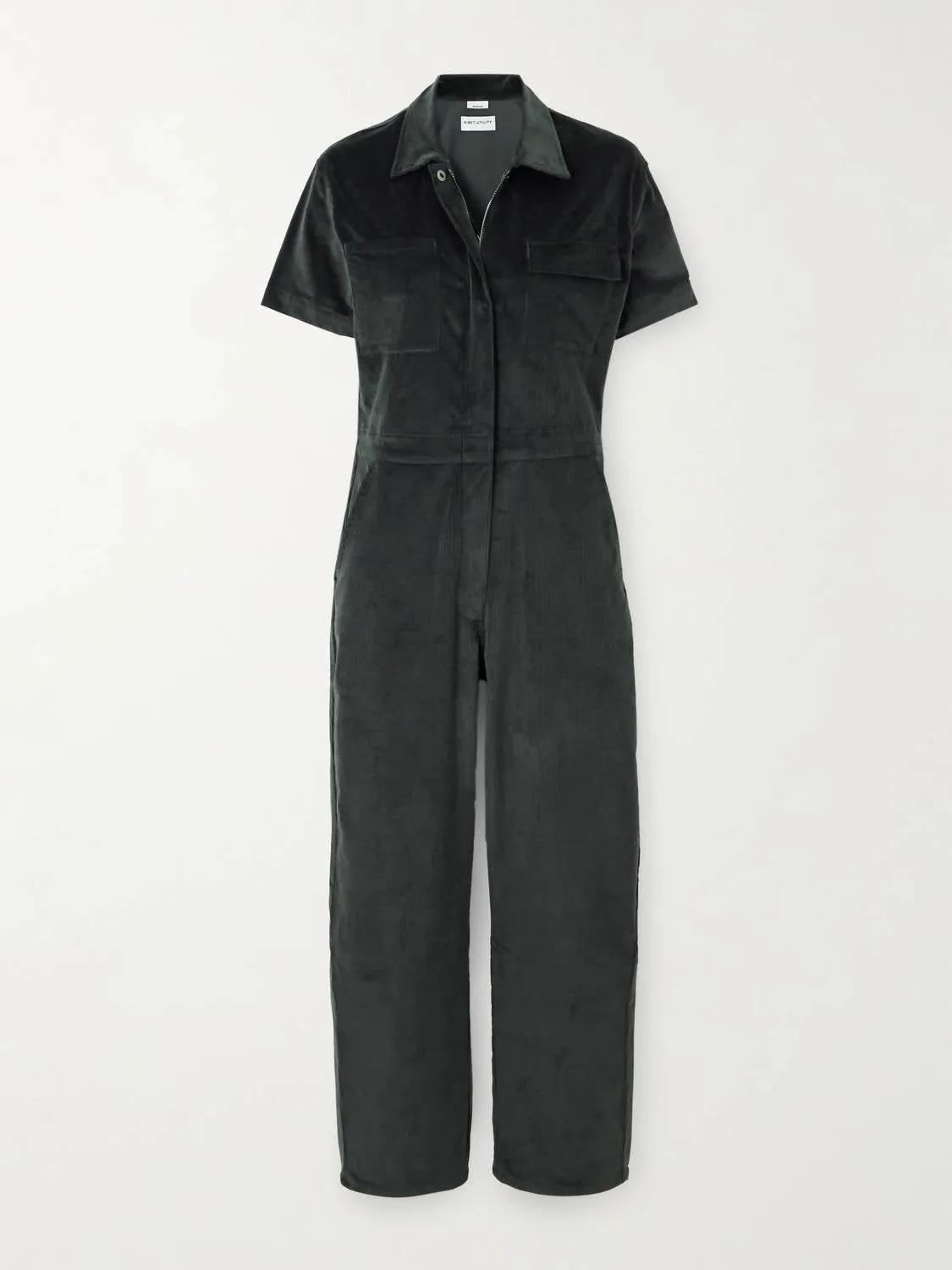 Worker Corduroy Short Sleeve Jumpsuit In Grey