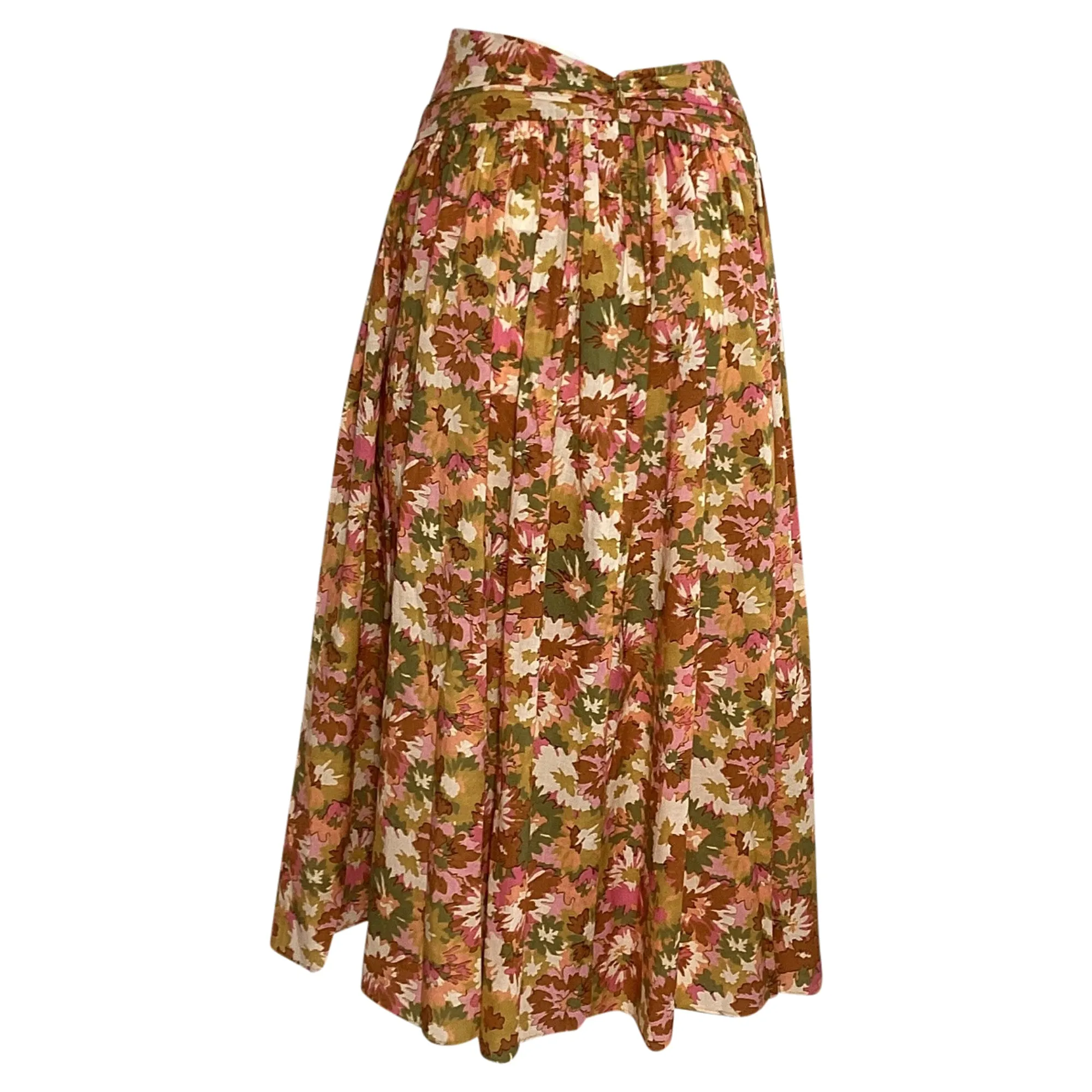 Zimmermann Floral-Print Gathered Midi Skirt in Multicolor Cotton
