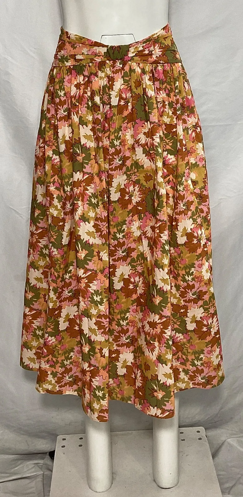Zimmermann Floral-Print Gathered Midi Skirt in Multicolor Cotton