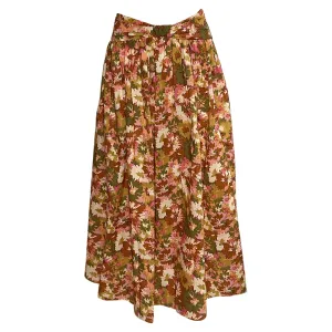 Zimmermann Floral-Print Gathered Midi Skirt in Multicolor Cotton