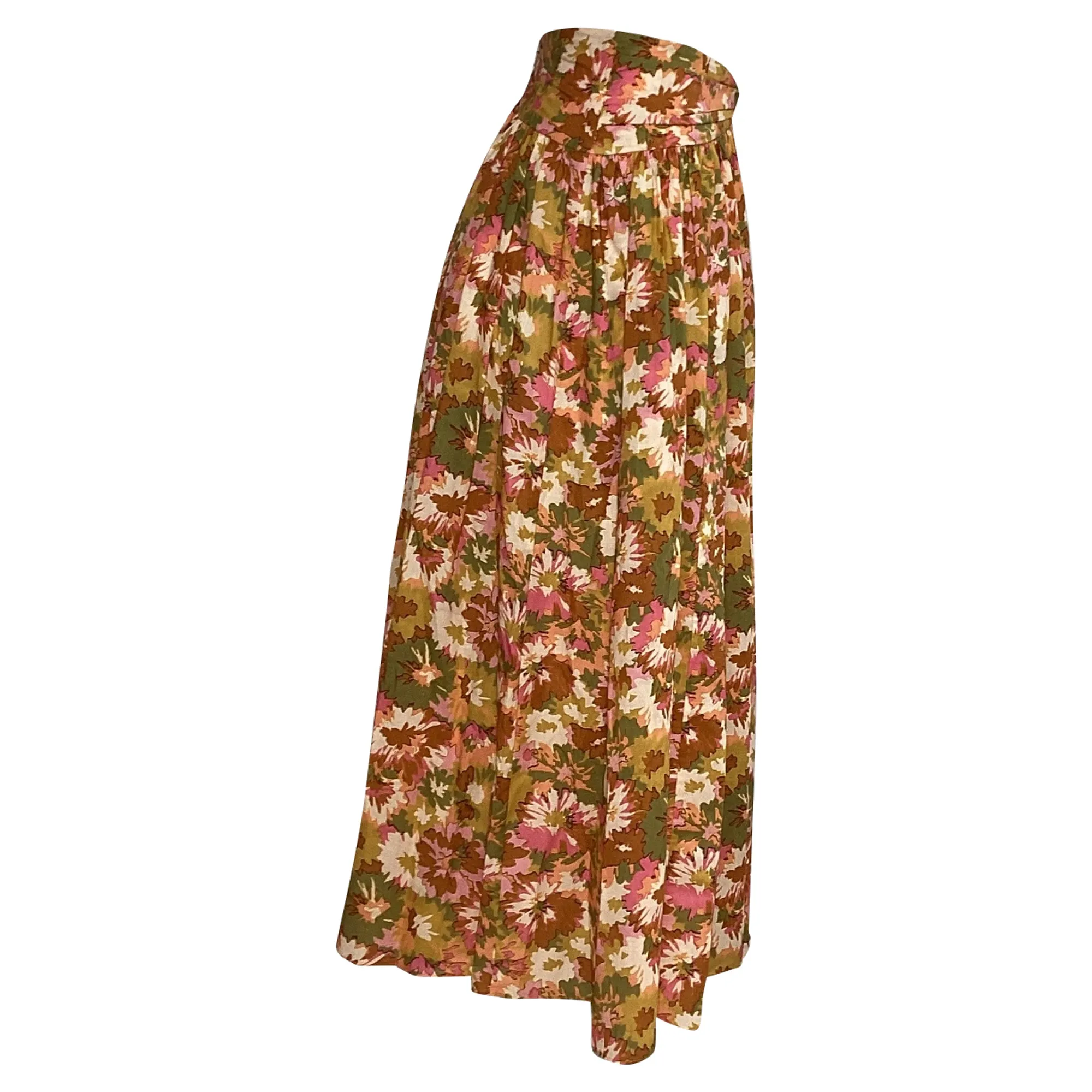 Zimmermann Floral-Print Gathered Midi Skirt in Multicolor Cotton