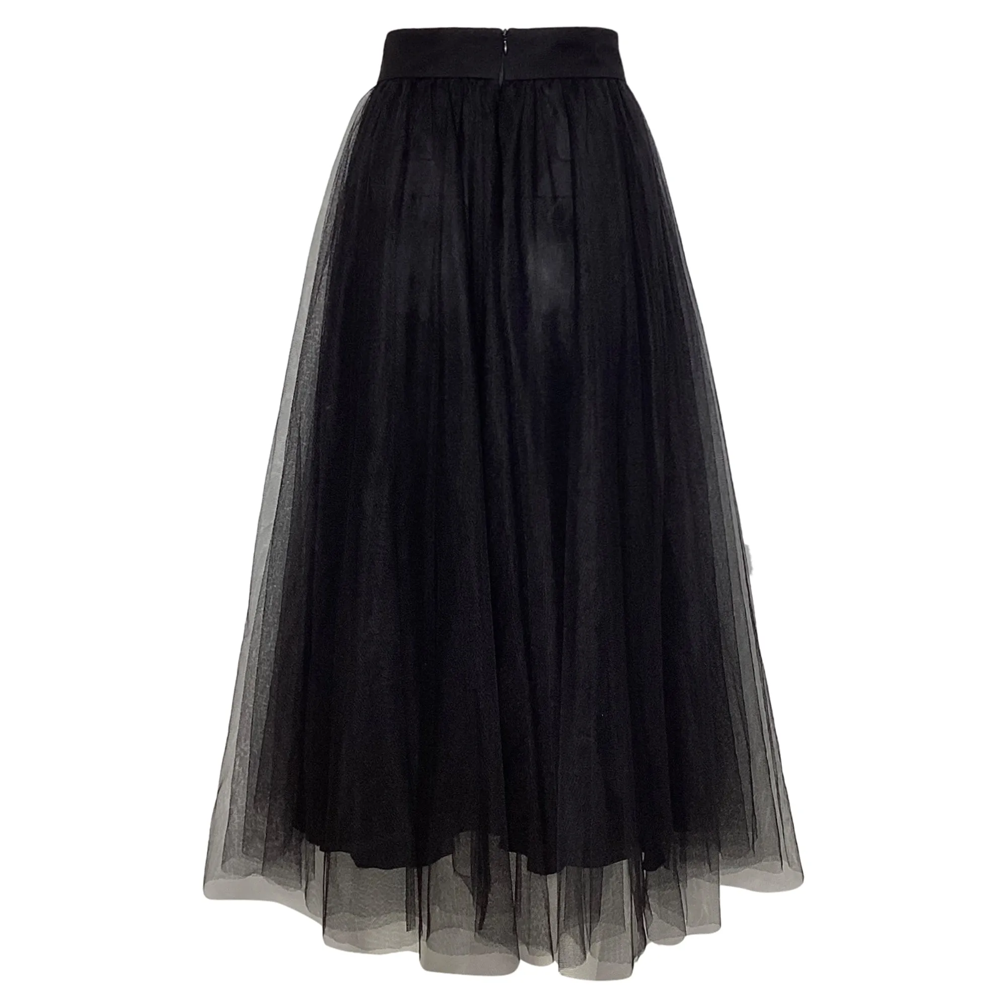 Zimmermann Tulle Midi Skirt in Black Polyamide