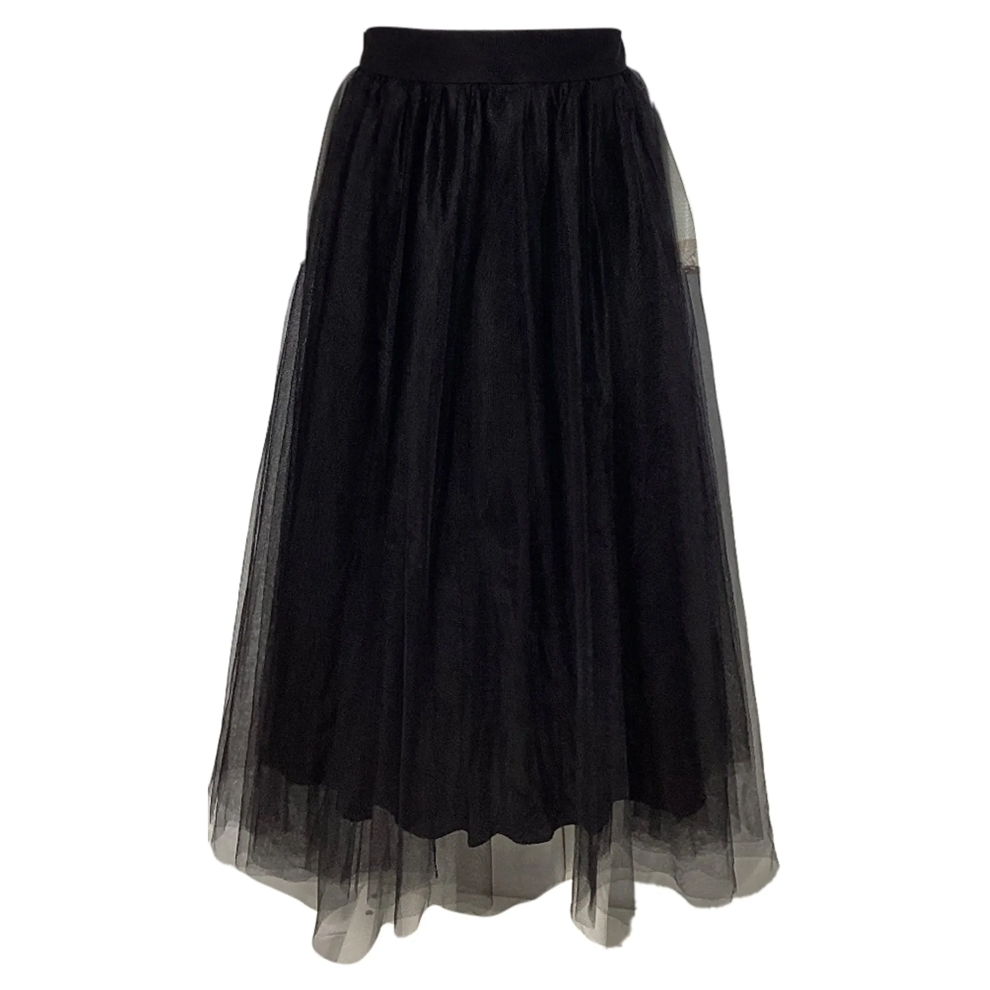 Zimmermann Tulle Midi Skirt in Black Polyamide
